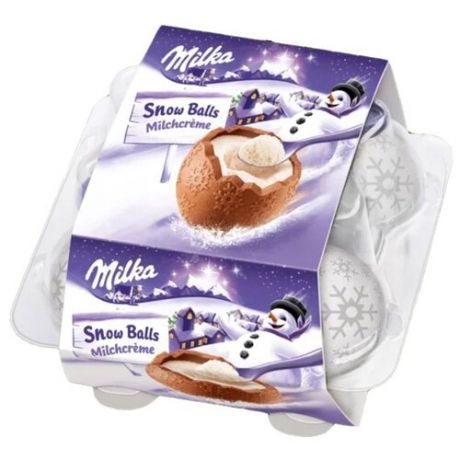 Фигурный шоколад Milka Snow Balls Milchcreme с кремовой молочной начинкой