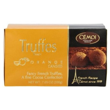 Набор конфет Cemoi Truffes Fantaisie с цукатами из апельсиновой корочки, 200г оранжевый/черный