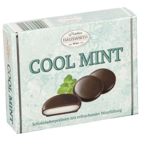 Набор конфет Hauswirth Cool Mint в темном шоколаде, 125 г белый/зеленый