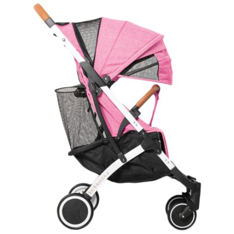 Прогулочная коляска Yoya Plus 4 (сумка-чехол, подстак., дожд., москит., бампер, чехлы на ручки и бампер из экокожи, коврик, накидка на ножки, крючок для сумок) розовый/белая рама, цвет шасси: белый
