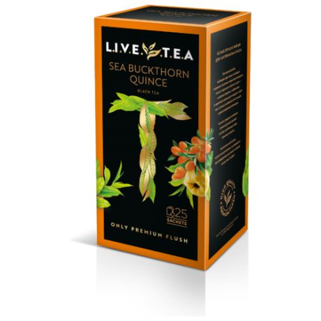 Чай черный LiveTea SEA BUCKTHORN & QUINCE с облепихой и айвой в пакетиках, 50 г 25 шт.