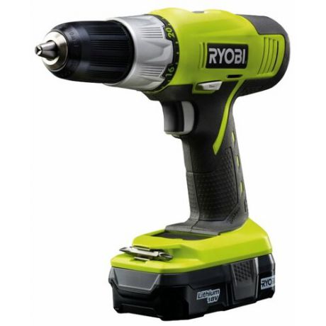 Аккумуляторная дрель-шуруповерт RYOBI R18DDP-LL13G 45 Н·м желтый/черный