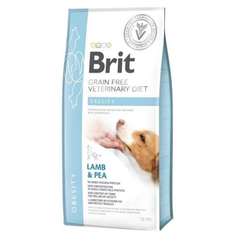 Сухой корм для собак Brit Veterinary Diet при избыточном весе, ягненок с горошком 2 кг