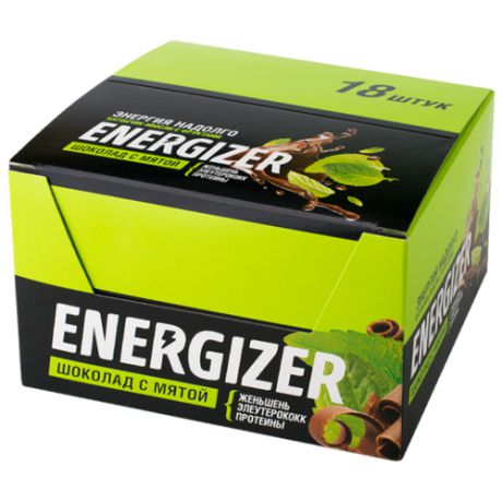 Злаковый батончик ENERGIZER в шоколадной глазури Шоколад с мятой, 18 шт