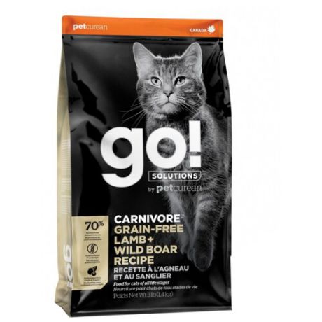 Корм для кошек GO! Carnivore беззерновой, с ягненком, с кабаном 7.26 кг