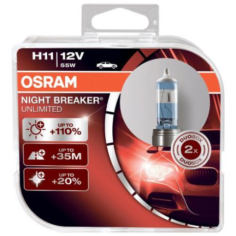 Лампа автомобильная галогенная Osram Night Breaker Unlimited 64211NBU2 H11 55W 2 шт.