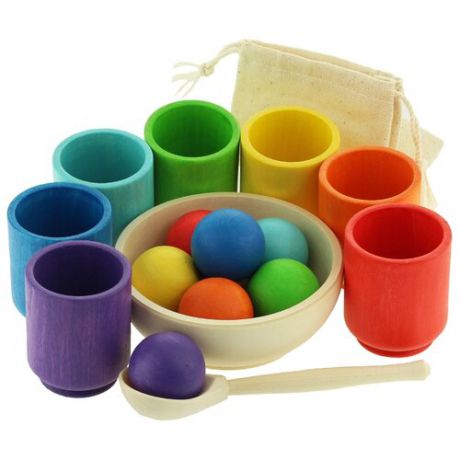 Развивающая игрушка Уланик Шарики в стаканчиках Большие Радуга разноцветный