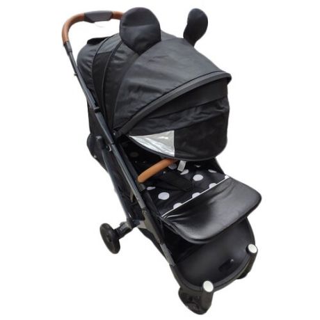 Прогулочная коляска Yoya Plus 4 2020 (дожд., москит., подстак., бампер, сумка-чехол, корзина д/покупок, ремешок на руку, накидка на ножки) Микки/черная рама, цвет шасси: черный
