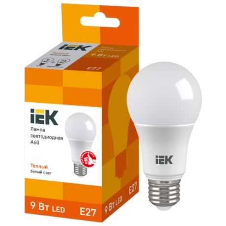 Лампа светодиодная IEK E27, A60, 9Вт