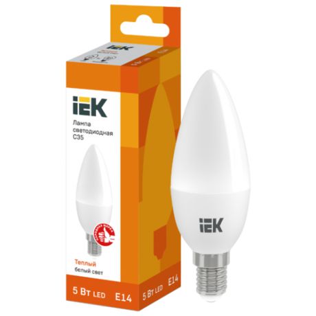 Лампа светодиодная IEK E14, C35, 5Вт