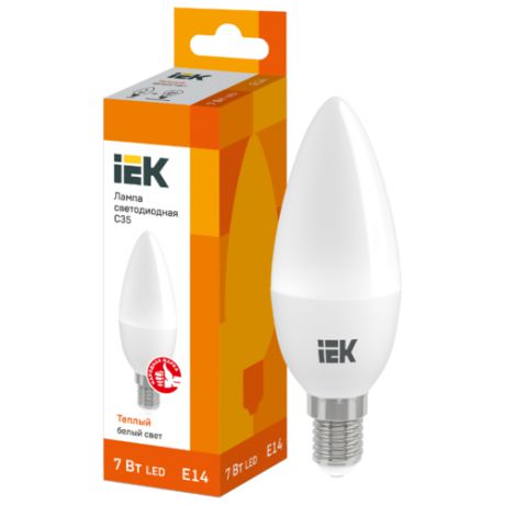 Лампа светодиодная IEK E14, C35, 7Вт