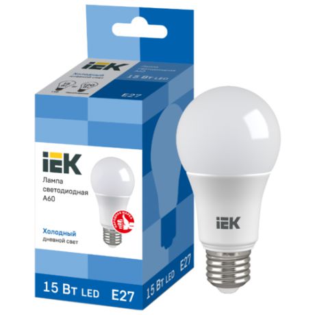 Лампа светодиодная IEK E27, A60, 15Вт