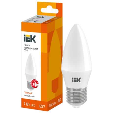 Лампа светодиодная IEK E27, C35, 7Вт