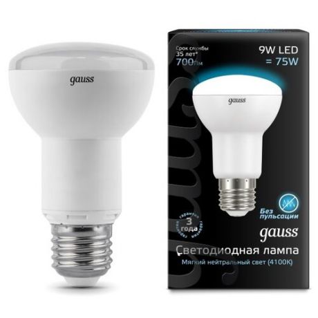 Лампа светодиодная gauss E27, R63, 9Вт