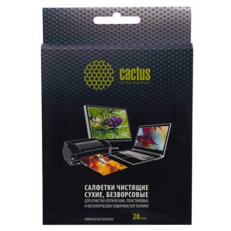 Cactus CS-T1003 сухие салфетки 20 шт. для оптики, для оргтехники