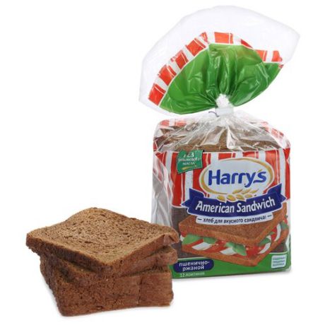 Harrys Хлеб American Sandwich пшенично-ржаной сандвичный в нарезке 470 г