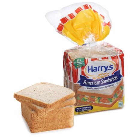 Harrys Хлеб American Sandwich пшеничный с отрубями сандвичный в нарезке 515 г