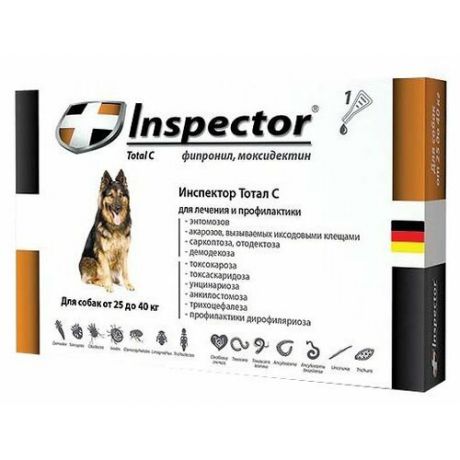 Inspector Total C Капли от блох, клещей и гельминтов для собак от 25 до 40 кг