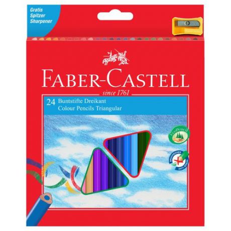 Faber-Castell Карандаши цветные трехгранные c точилкой 24 цвета (120524)