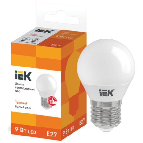 Лампа светодиодная IEK E27, G45, 9Вт