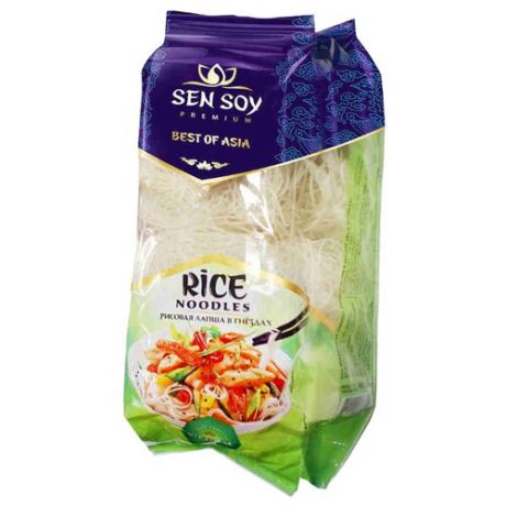 Лапша Sen Soy Rice noodles рисовая в гнездах 400 г