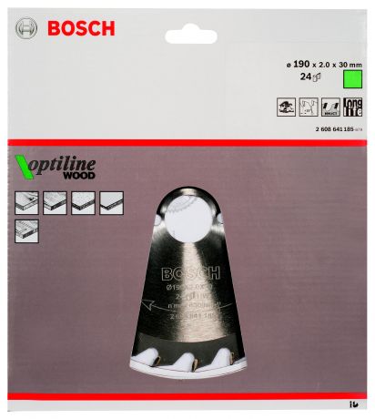 Диск пильный твердосплавный Bosch Ф190х30мм 24зуб. (2608641185)