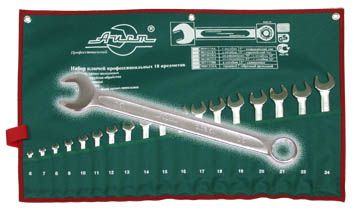 Набор комбинированных гаечных ключей в чехле, 18 шт. Aist 0010218a (6 - 24 мм)