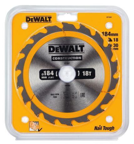 Диск пильный твердосплавный Dewalt Ф184х30мм 18зуб. (dt1941-qz)