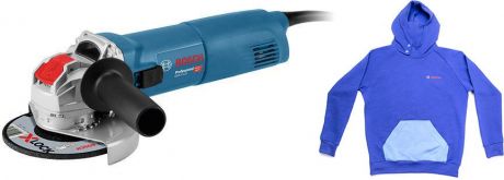Набор Bosch УШМ (болгарка) gwx 10-125 (06017b3000) x-lock +толстовка blue 1619m00u9s