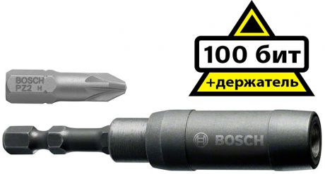 Набор Bosch Pz2 25мм (Бита 2607001561 100 БИТ 25ММ pz2 x h +Держатель 2608522060)