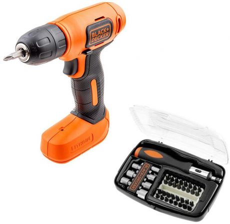 Набор Black & decker Дрель-шуруповерт bdcd8-xk+Отвертка с набором бит А7062