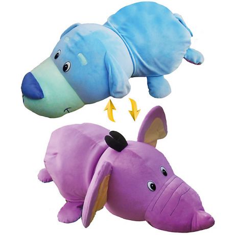 1Toy Мягкая игрушка-вывернушка 1toy Голубой щенок - Фиолетовый слон, 76 см