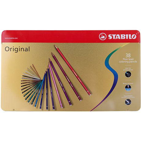 STABILO Набор цветных карандашей Stabilo original 38 цв, металл