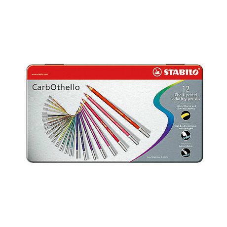 STABILO Набор цветных пастелей Stabilo Carbothello, 12 цв, металл