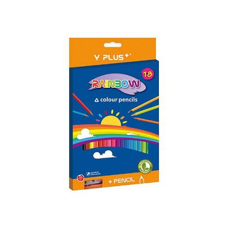 Rainbow Набор цветных карандашей+точилка Y-Plus RAINBOW, 18 цв.