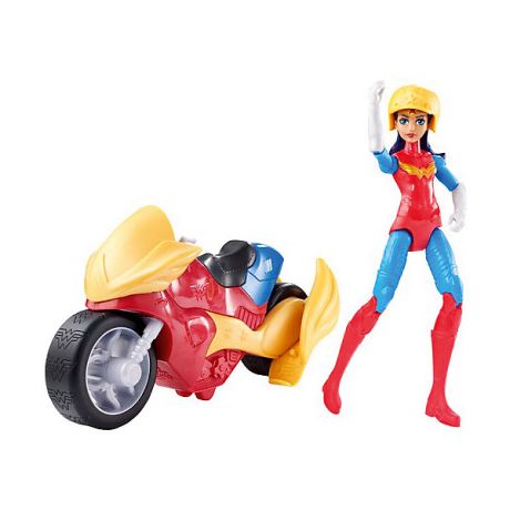 Mattel Набор с фигуркой DC Super Hero Girls Чудо-женщина с мотоциклом, 15 см