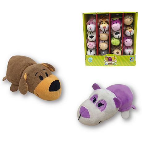 1Toy Мягкая игрушка-вывернушка 1toy Коричневая собака - Фиолетовая панда, 12 см