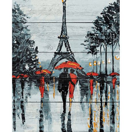 Фрея Картина по номерам на дереве Фрея "Прогулка под дождём", 50х40 см