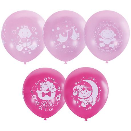 Latex Occidental Воздушные шары "С Днем Рождения, малыш!" 25 шт розовые 12"/30 см