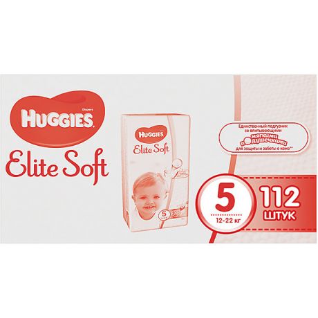 HUGGIES Подгузники Huggies Elite Soft 5, 12-22 кг, 112 шт.