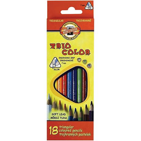 Koh-i-noor Цветные карандаши "Triocolor", 18 цв., KOH-I-NOOR