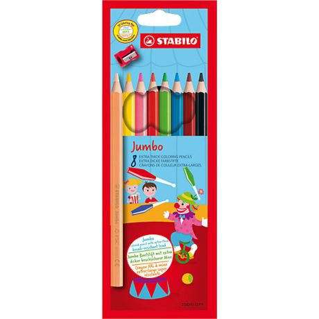 STABILO Цветные карандаши с точилкой Stabilo "Jumbo" 8 цветов, утолщённые