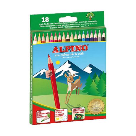 ALPINO Цветные шестигранные карандаши, 18 цв.