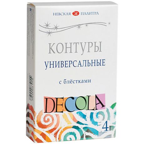 Невская палитра Контуры акриловые 4 цвета 18мл Decola, с блестками