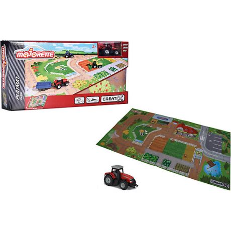 Majorette Игровой коврик Creatix, Farm серии, нескользящий + 1 машинка