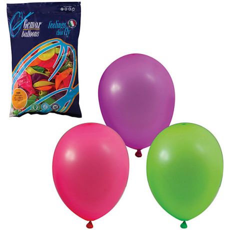 Веселая Затея Воздушные шары 10 Веселая затея 100 шт, 25 см (12 цветов неон)