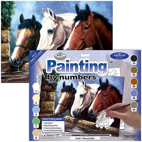 Royal&Langnickel Картина по номерам Royal&Langnickel "Три лошади", 28,5х35 см