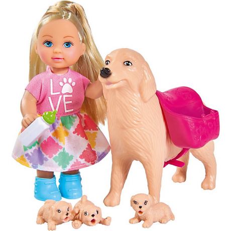 Simba Игровой набор с мини-куклой Simba "Evi Love" Еви с собачкой и щенками, 12 см
