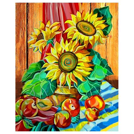 Color KIT Алмазная картина-раскраска Color KIT "Натюрморт с подсолнухами", 40х50 см