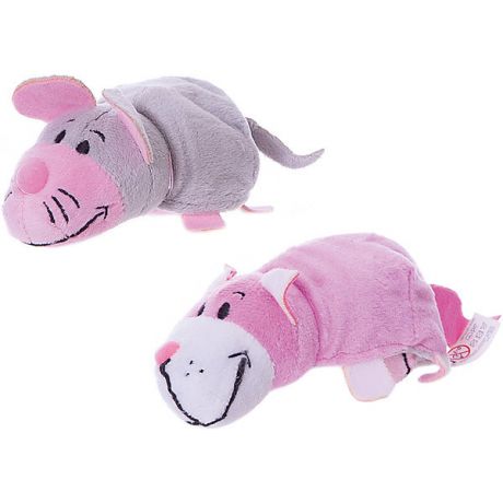 1Toy Мягкая игрушка-вывернушка 1toy Розовый кот - Мышка, 12 см